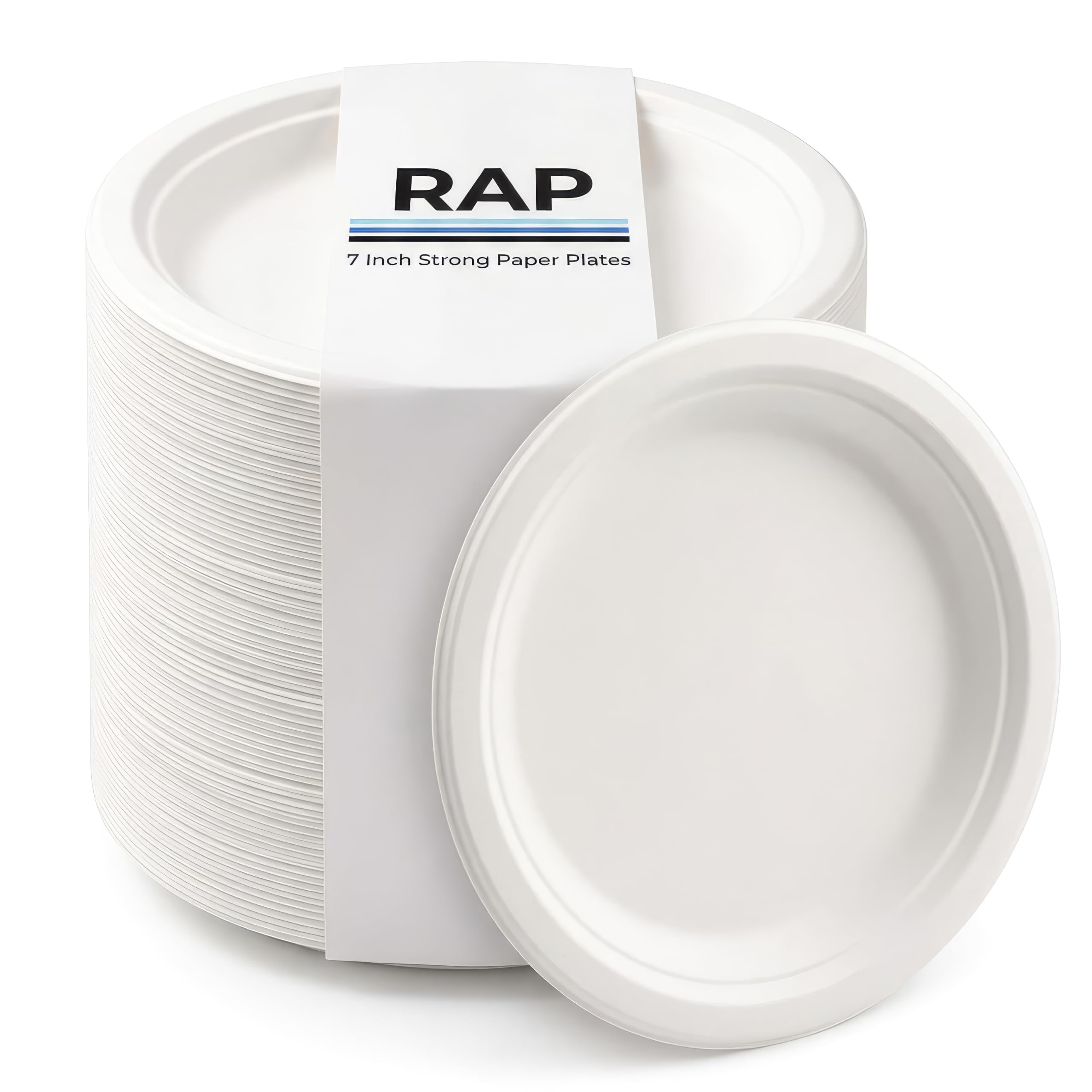 Rap Strong Paper Plates 7 Inch 1000 Pack, Bagasse Compostable Disposable — image 1
