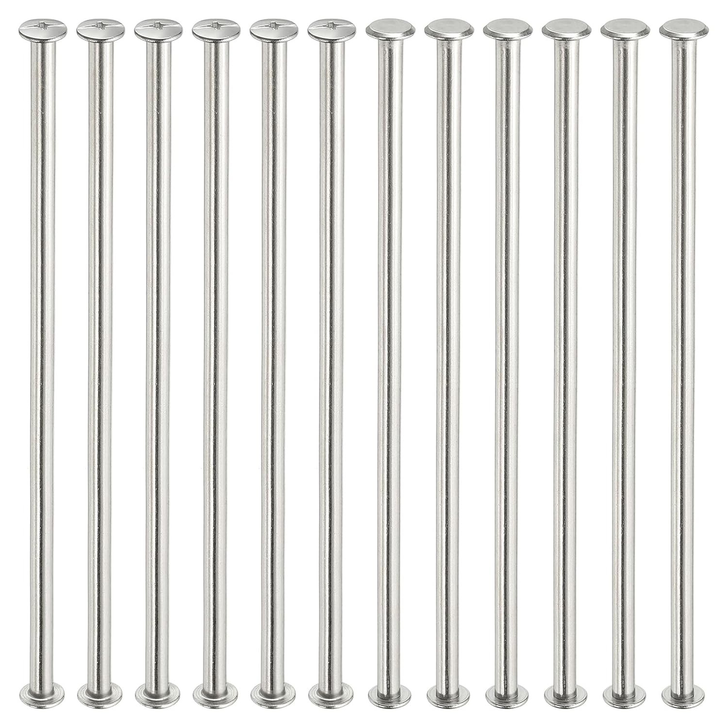 PATIKIL 12 Sets Chicago Screws, 5x150mm(DxH) Chicago Screws Phillips Binding Post Screw Bolts Leather Rivets 304 Stainless Steel Fasteners for Leather Belt Scrapbook Photo Albums, Silver