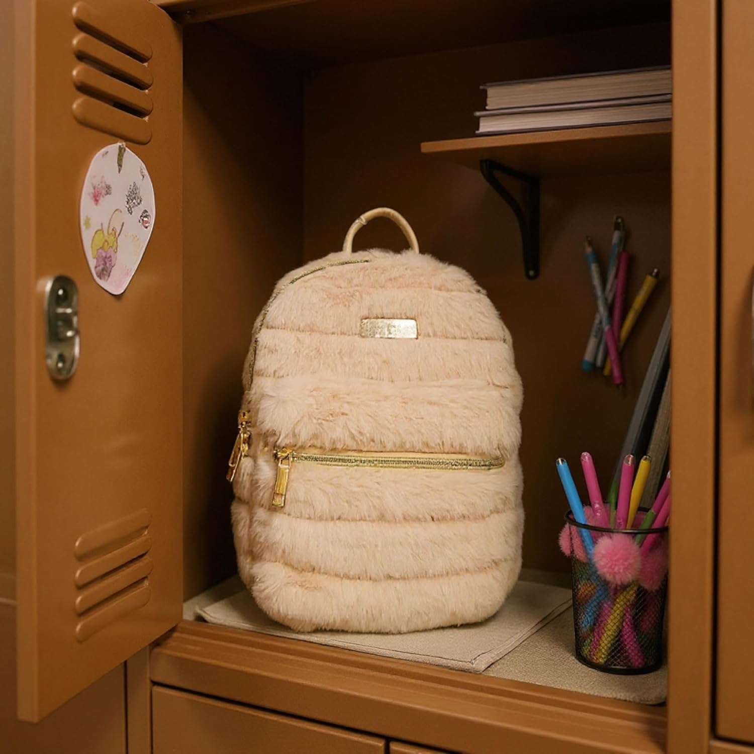 Jessica Simpson Mini Plush Tablet Backpack for Women for Work, College, Commuting, Travel (Mocha Latte) - Image 9