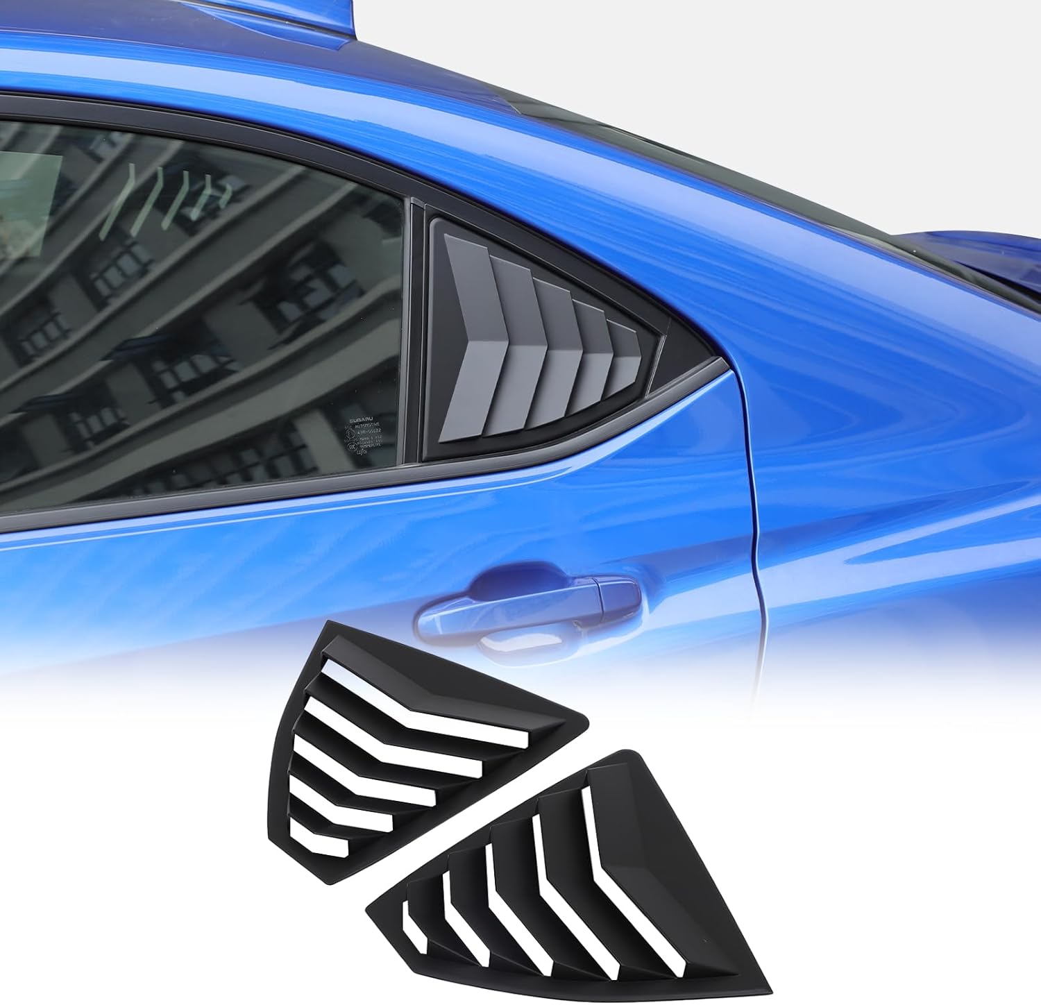 Daeiclru Rear Side Window Louvers Compatible with Subaru WRX 2022 2023 2024, Rear Side Window Louver Decorate Cover, Air Vent Scoop Shades Cover Accessories (Matt Black)