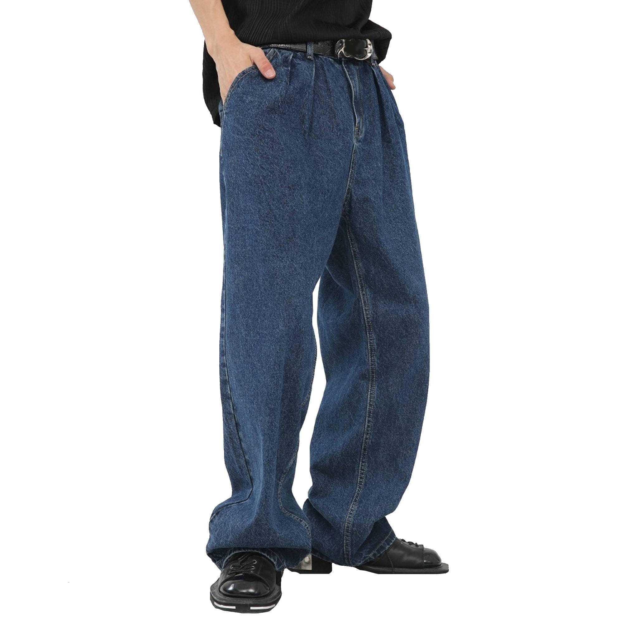 Men's Loose Fit Wide Leg Jeans Casual Baggy Hip Hop Jeans for Men Fashion Vintage Denim Pants with Pockets