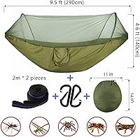 Vista 5 de Hamaca de camping LFL con mosquitera, hamaca portátil con red, hamaca de columpio para 1 y 2 personas al aire libre, material de paracaídas