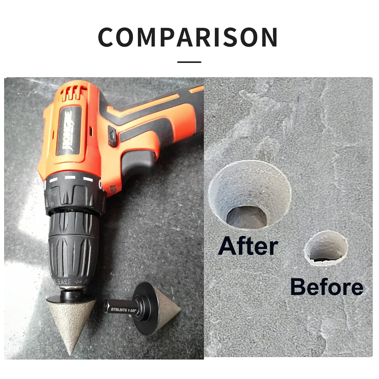 Diamond Beveling Chamfer Bit, Diamond Countersink Drill Bits 1-3/8" (35mm) Hex Shank for Existing Hole Trimming Finishing Cleaning Enlarging Marble Ceramic Porcelain Tiles Granite Bit