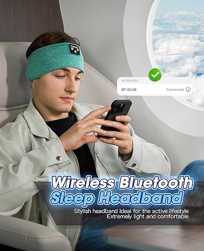 Miniatura 7 de Diadema con auriculares inalámbricos, Bluetooth, sonido estéreo, ultra delgada, HD, perfecta para dormir, entrenar, trotar, yoga, insomnio, viajes