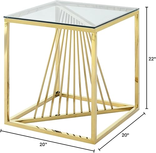 Miniatura 163 de Mesa auxiliar moderna de cristal de 20 pulgadas con marco de metal, mesa de noche, mesa esquinera para sala de estar, oficina en casa, dormitorio