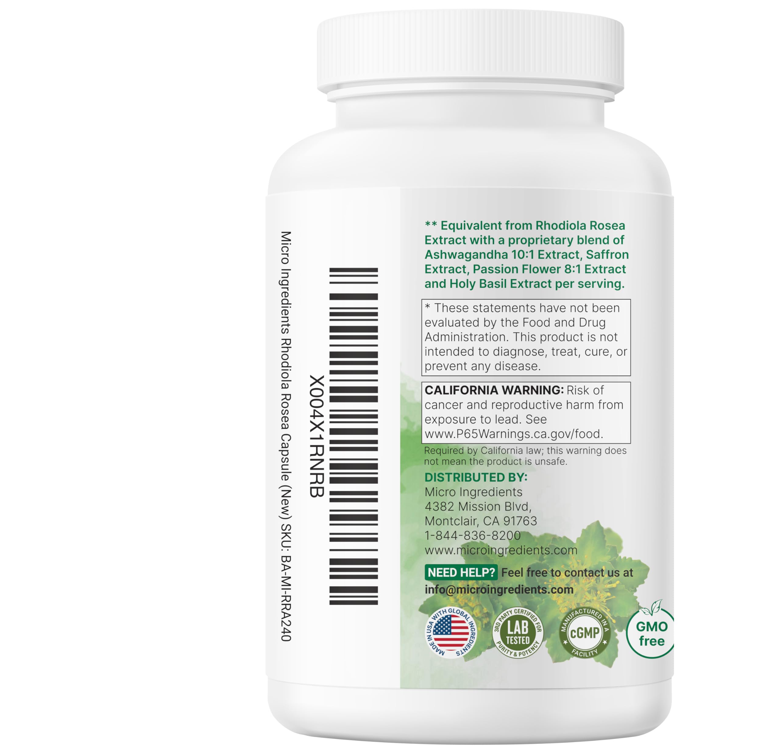 Micro Ingredients Rhodiola Rosea Supplement, 240 Vegetarian Capsules — Amazon image 9