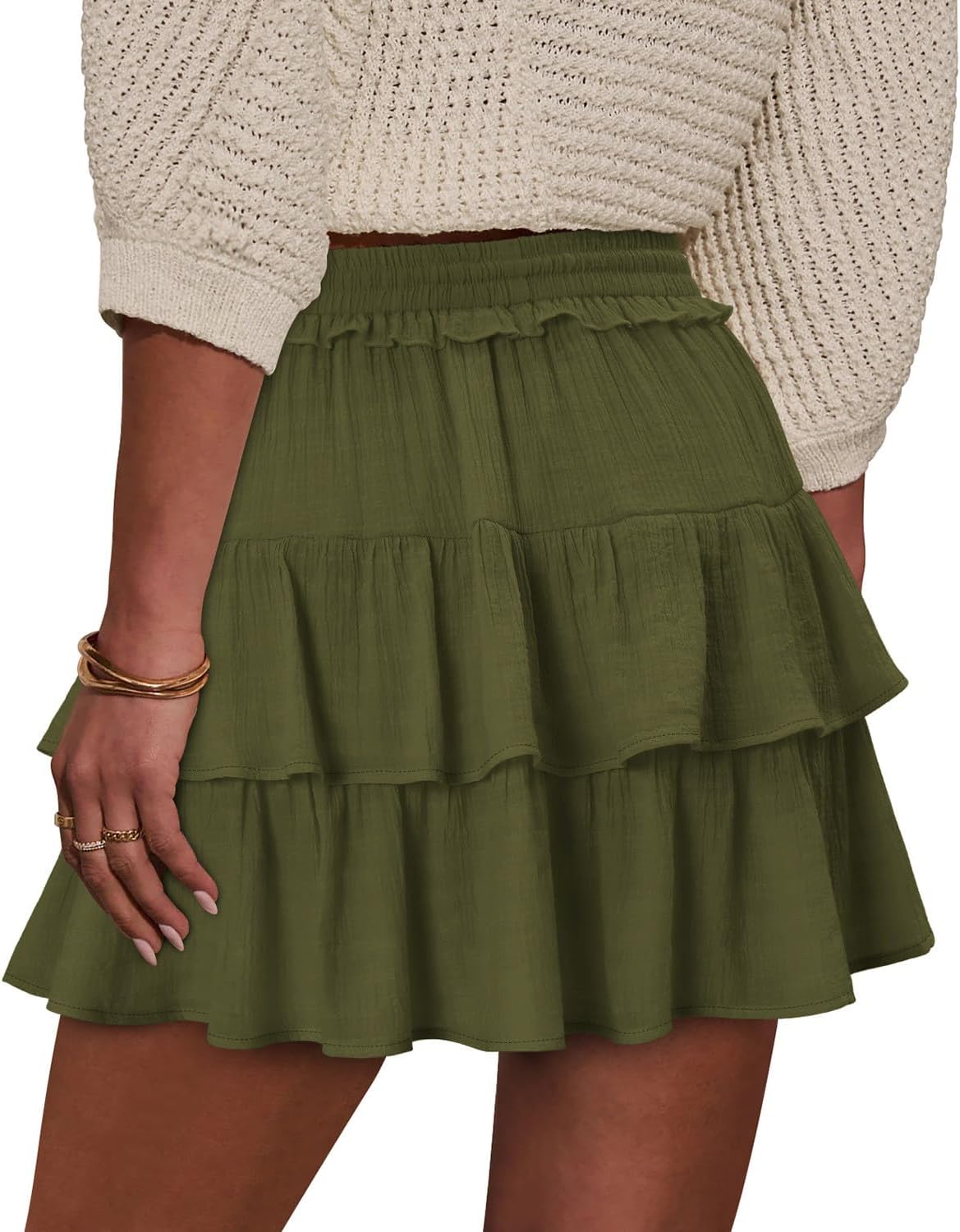 onlypuff Flowy Shorts for Women Ruffle Skorts Tiered Teen Girls Country Concert Outfits Golf Tennis Skort Under Sweater Skirt - Image 5