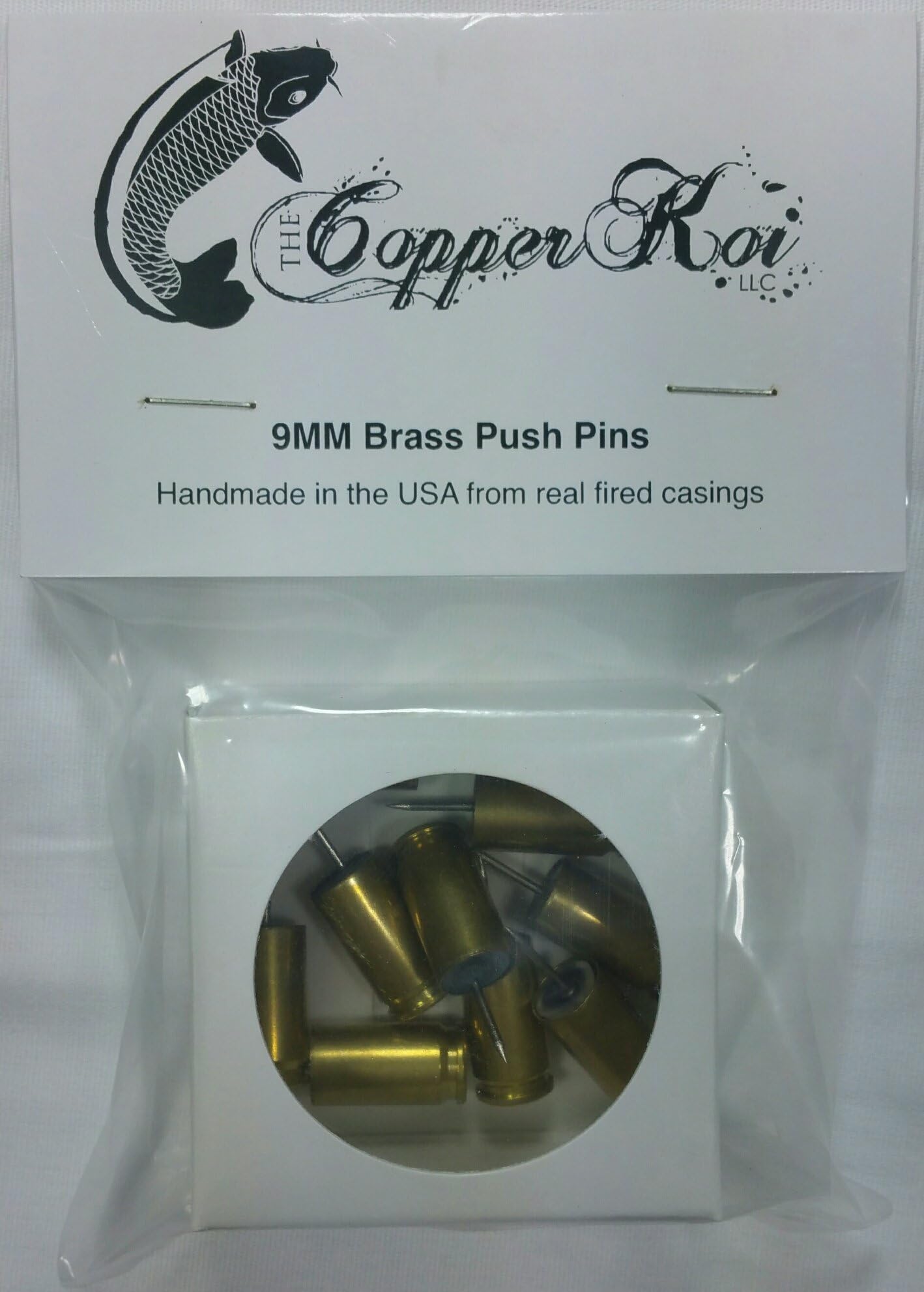 Pack of 10-9MM Once-Fired Brass Bullet Casing Push Pins
