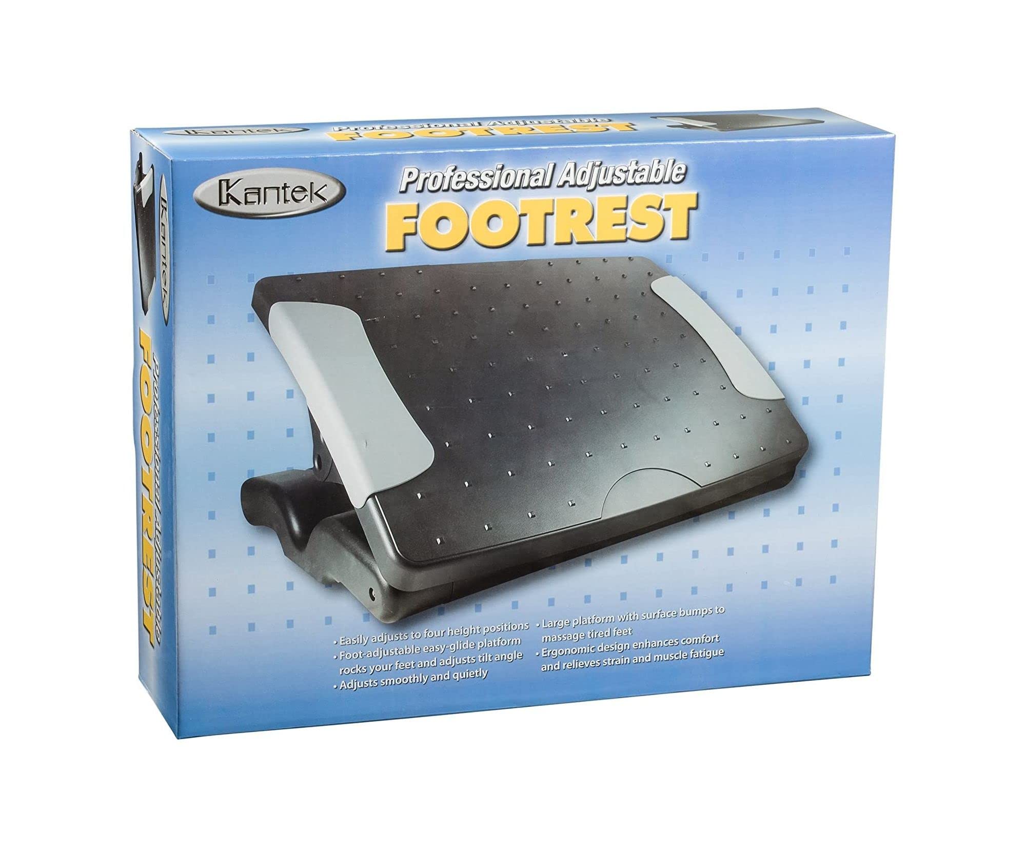 Kantek Professionelle Verstellbare Fußstütze, 4 bis 17,8 cm Höhe, schwarz (FX400)