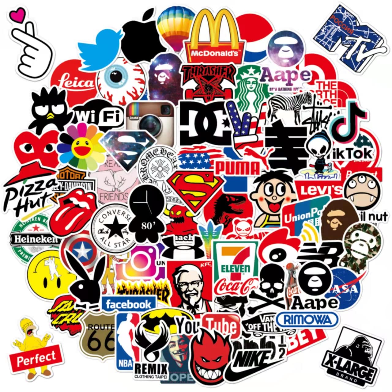 Cool Stickers 100pcs, Fun Mixed Graffiti Random Decals Water Bottle Stickers Laptop Skateboard Helmet Bike Teen Kids Girls Sticker Pack, Fashion Adult Waterproof Vinyl Stickers