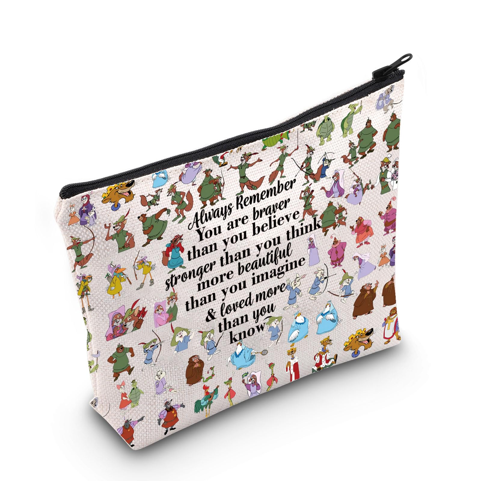 WZMPA Fox Robin & Maid Marian Cosmetic Bag Prince John & Little John Fans Gift You Are Braver Stronger Beautiful Than You Know Robinhood Makeup Zipper Pouch Bag For Movie Fans (Always fox robin)