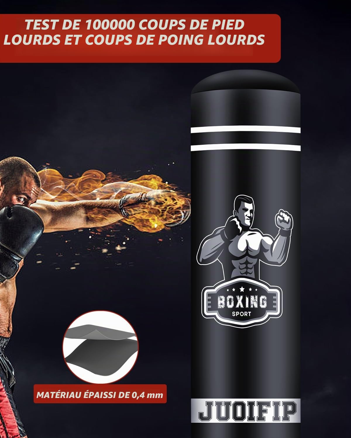NZQXJXZ Sac de Frappe Adulte 180cm- Sac de Boxe Lourd autoportant, Sacs de Kickboxing avec Support pour l'entraînement MMA Muay Thai Fitness Débutants