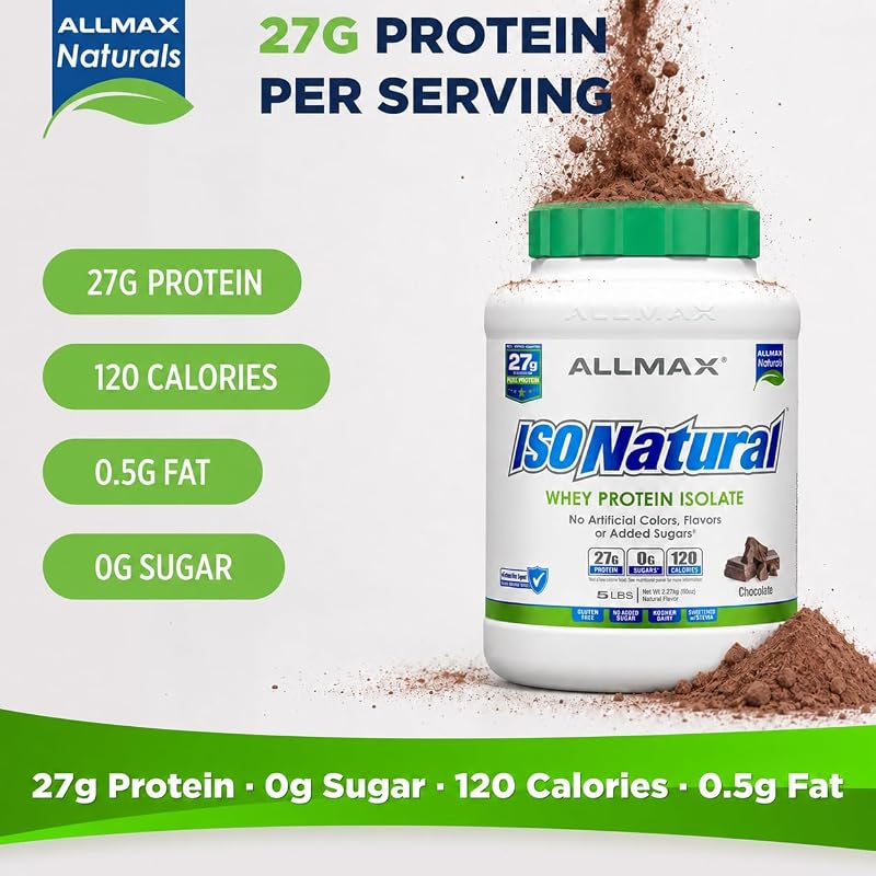 ALLMAX ISONATURAL Protein Isolate Powder, Chocolate, 5 lb, 73 Servings image 3