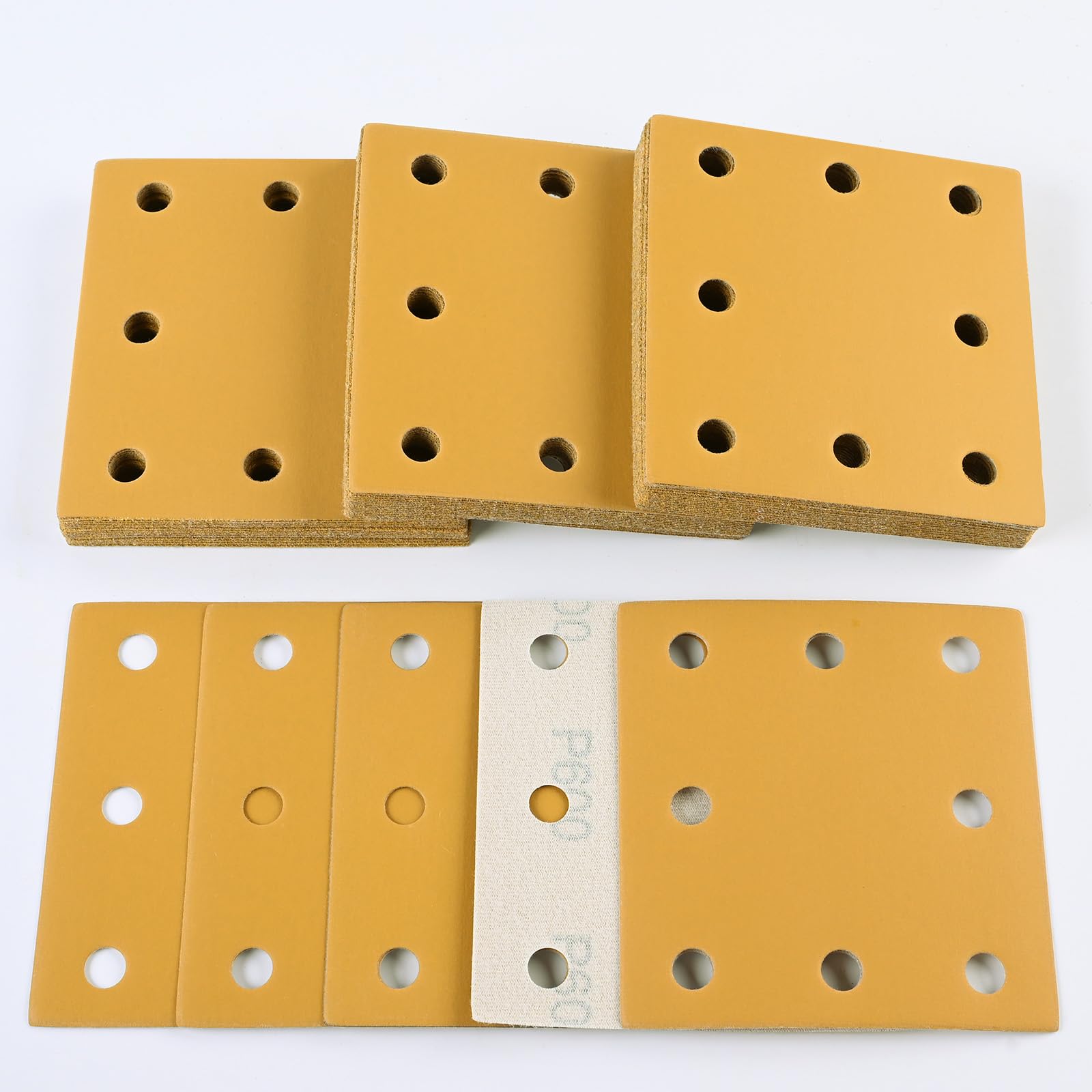 Sruhrak Upgraded Sanding Sheets 110x115mm 8 Hole, 50 Pieces Sandpaper Grits 600 Hook and Loop Sanding Pads Rectangular Sander Paper Set for Bosch Electric Sander Polishing, Rust Removal