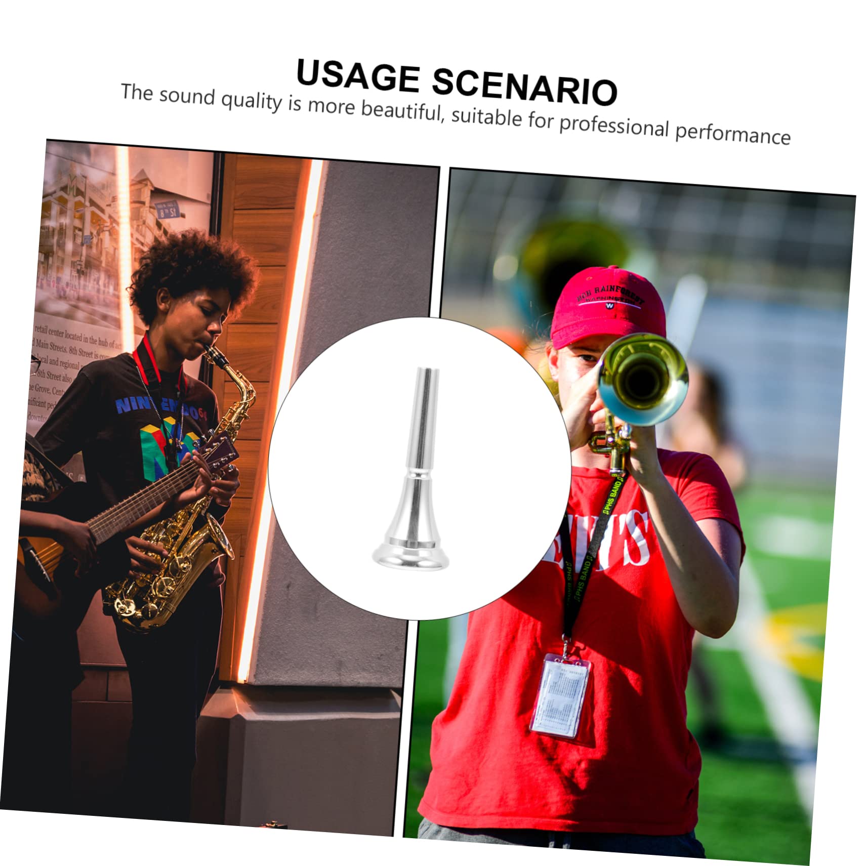 CIMAXIC French Horn Accessory 1pc Trombone Mouthpiece Silver Plated for Trumpet French Horn