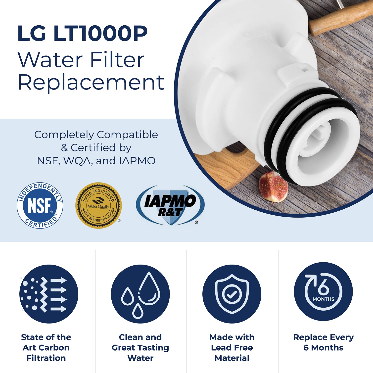 Pureline LT1000P - Filtro de agua para refrigerador compatible con LG LT1000P, LT1000PC, LT1000PCS, MDJ64844601, ADQ74793501, ADQ74793502, Kenmore 46-9980, 9980 (3 unidades)