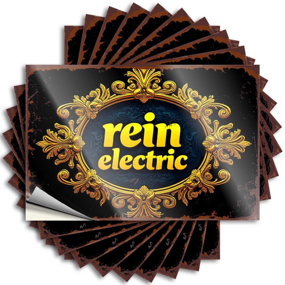 Man Cave Accessories Window Tattoo - Golden Ornate Frame with Rein Electric Text Western Bathroom Durable Sticker Easy Apply for Gamer Decor(12X18CM)