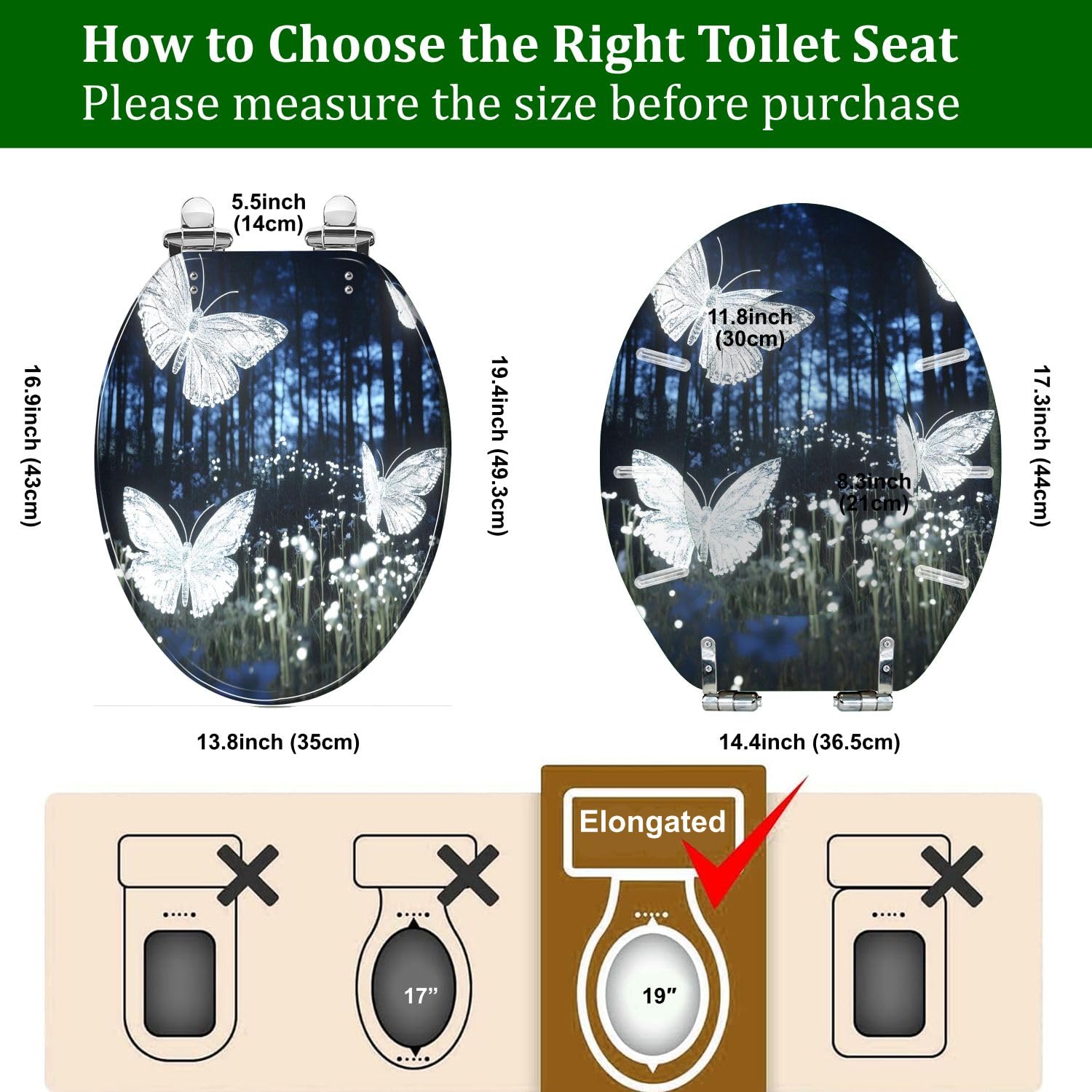 Sedile WC allungato generico per bagni residenziali