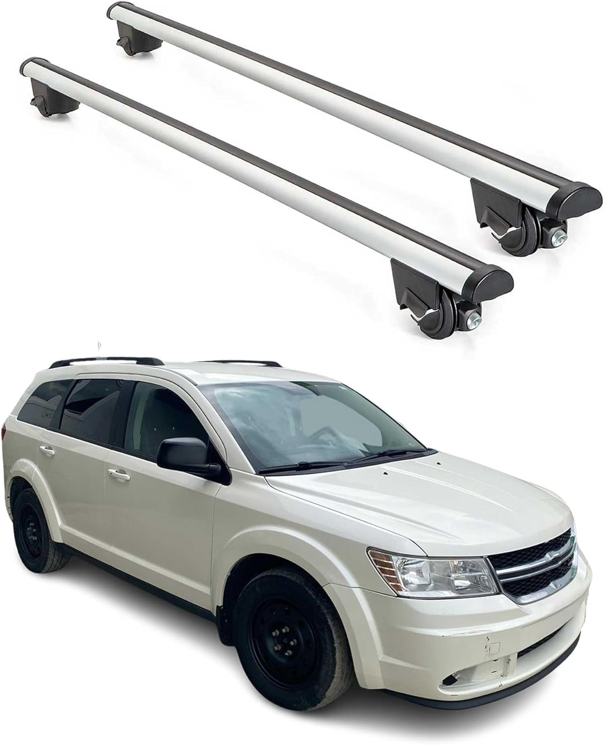OMAC Roof Rack Cross Bars Lockable for Dodge Journey 2011-2020 Gray 2 Pcs Anti-Theft for Travel Kayak Canoe Surf Ski Snowboard Camping