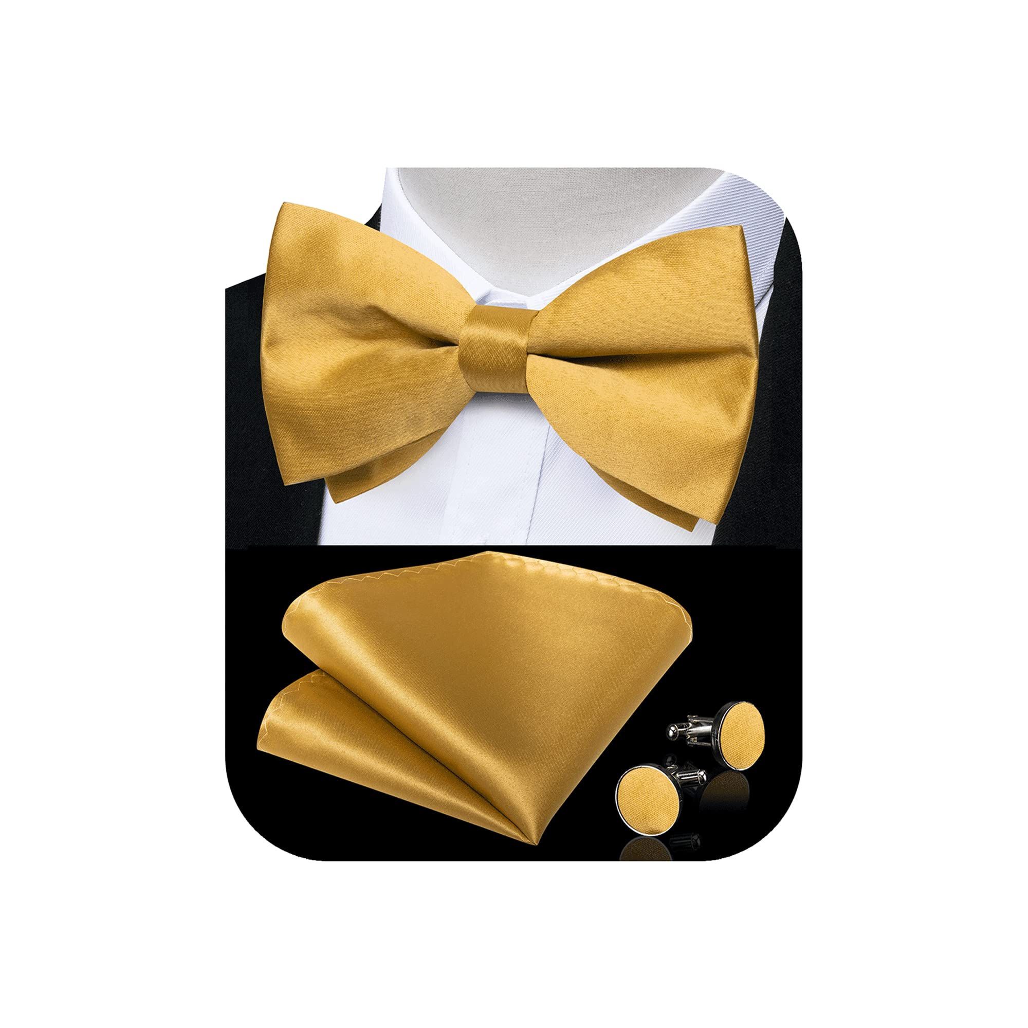 DiBanGu Men's Extra Long Tie and Pocket Square Silk Paisley Necktie Cufflink Set (63" XL for Big and Tall)