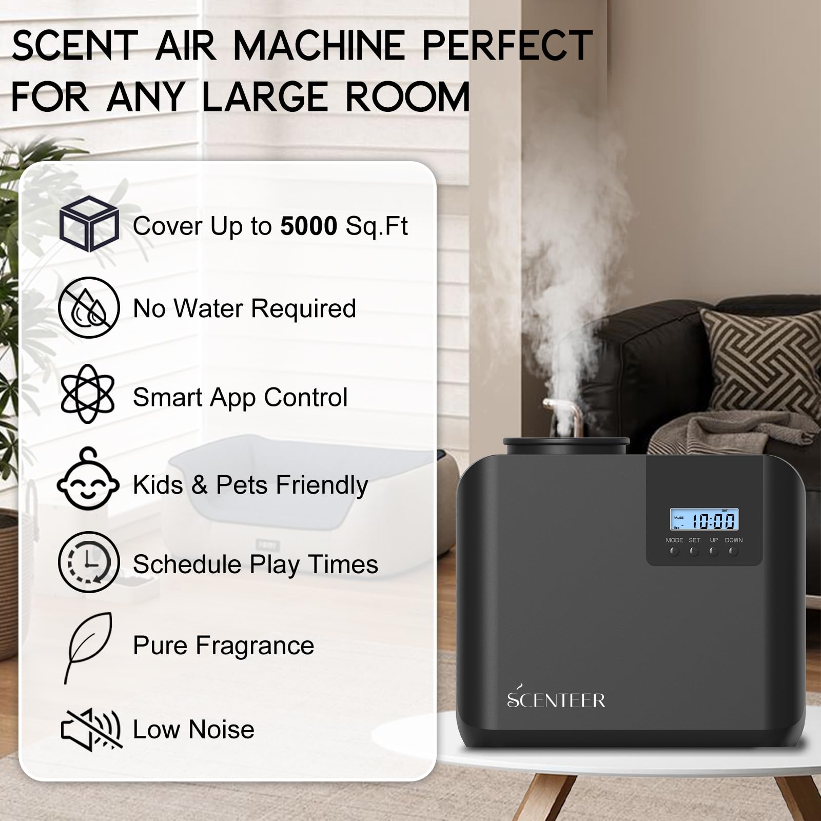 Kit de máquina difusora de aroma HVAC mejorada 2026, cubre 5000 pies cuadrados, control Wi-Fi, máquina de aire aromático para el hogar, aromaterapia de aire frío sin agua, difusor de fragancia de