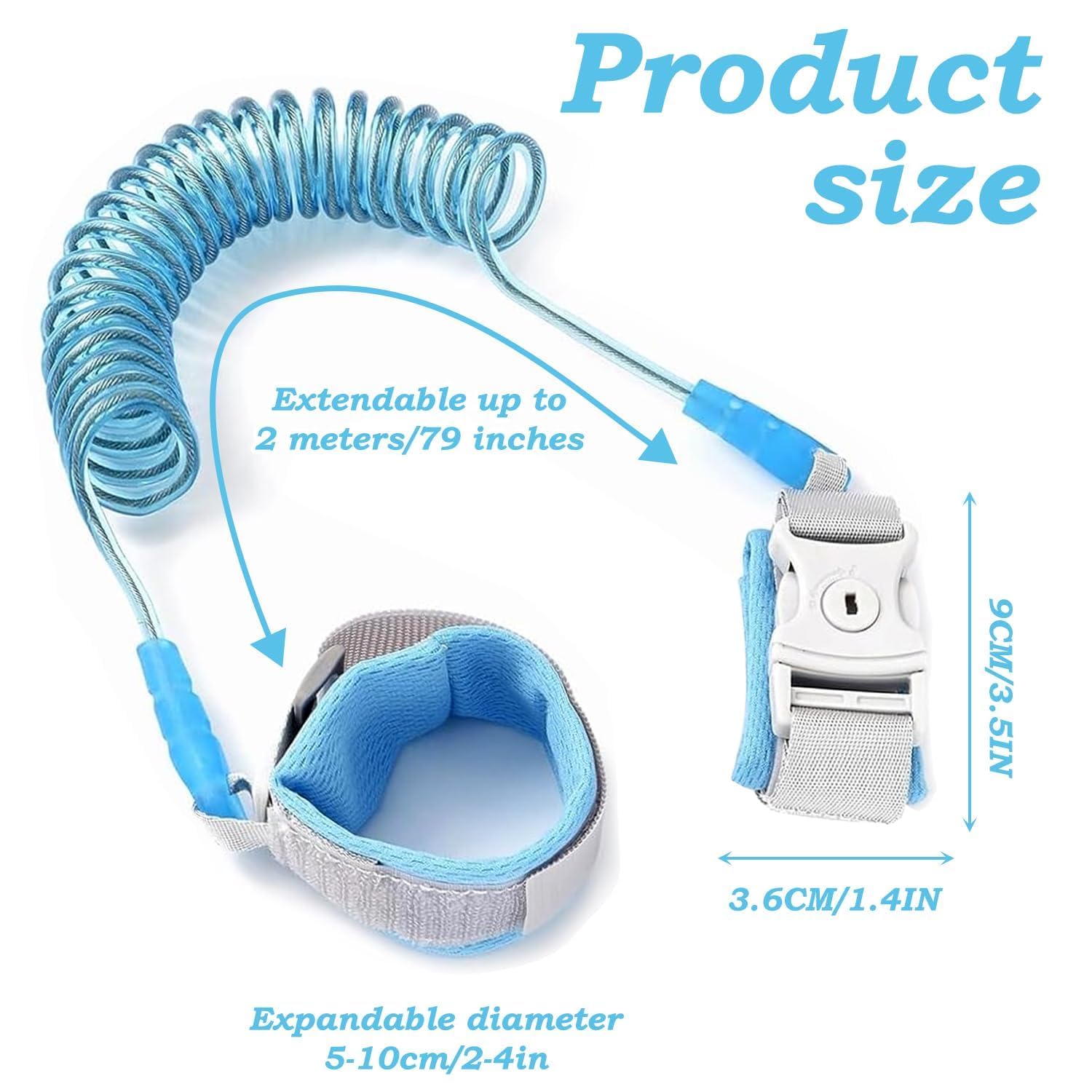 Child Safety Wristband with 360° Rotating Cuffs, Anti-Lost Toddler Wrist Strap with Soft Cushioned Wristbands - Image 2