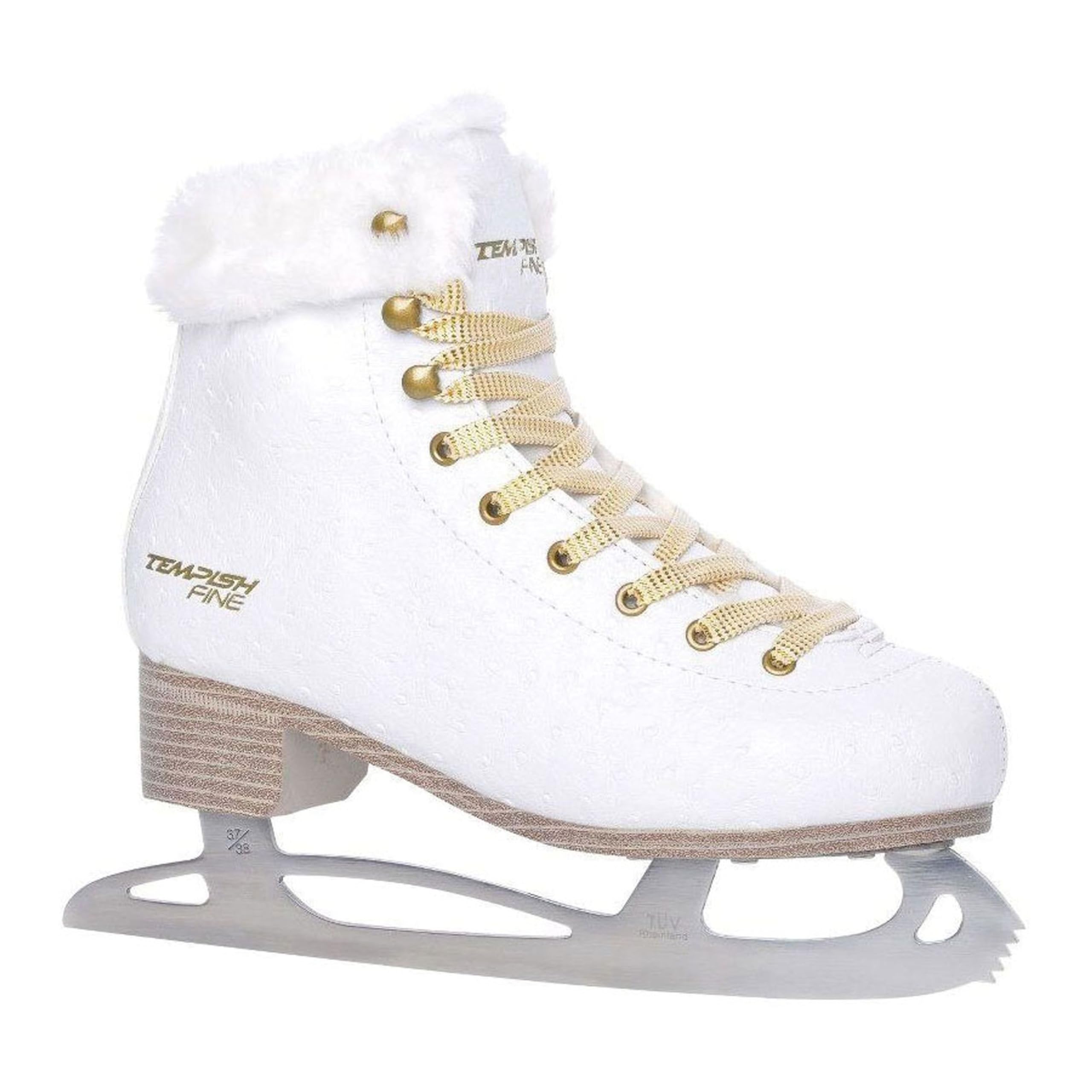 TEMPISH Fine Pattini da Ghiaccio da Donna, con Pelliccia Sintetica, per Pattinaggio, Tempo Libero, Comodi e Caldi, Colore: Bianco Donna