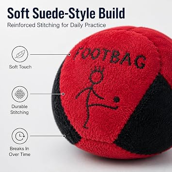 3PC Footbags Set, Synthetic Suede Adult-Sized Sacks
