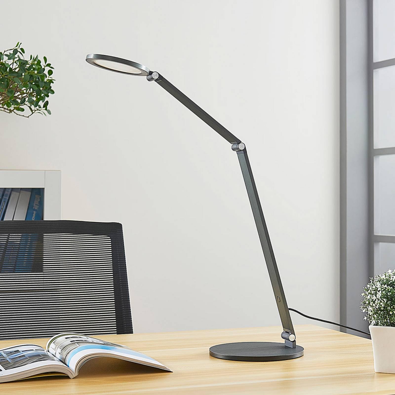 Lucande LED Tischlampe Mion dimmbar (Modern) in Alu aus Aluminium (1 flammig,) - Tischleuchte Schreibtischlampe Nachttischlampe Arbeitszimmerleuchte
