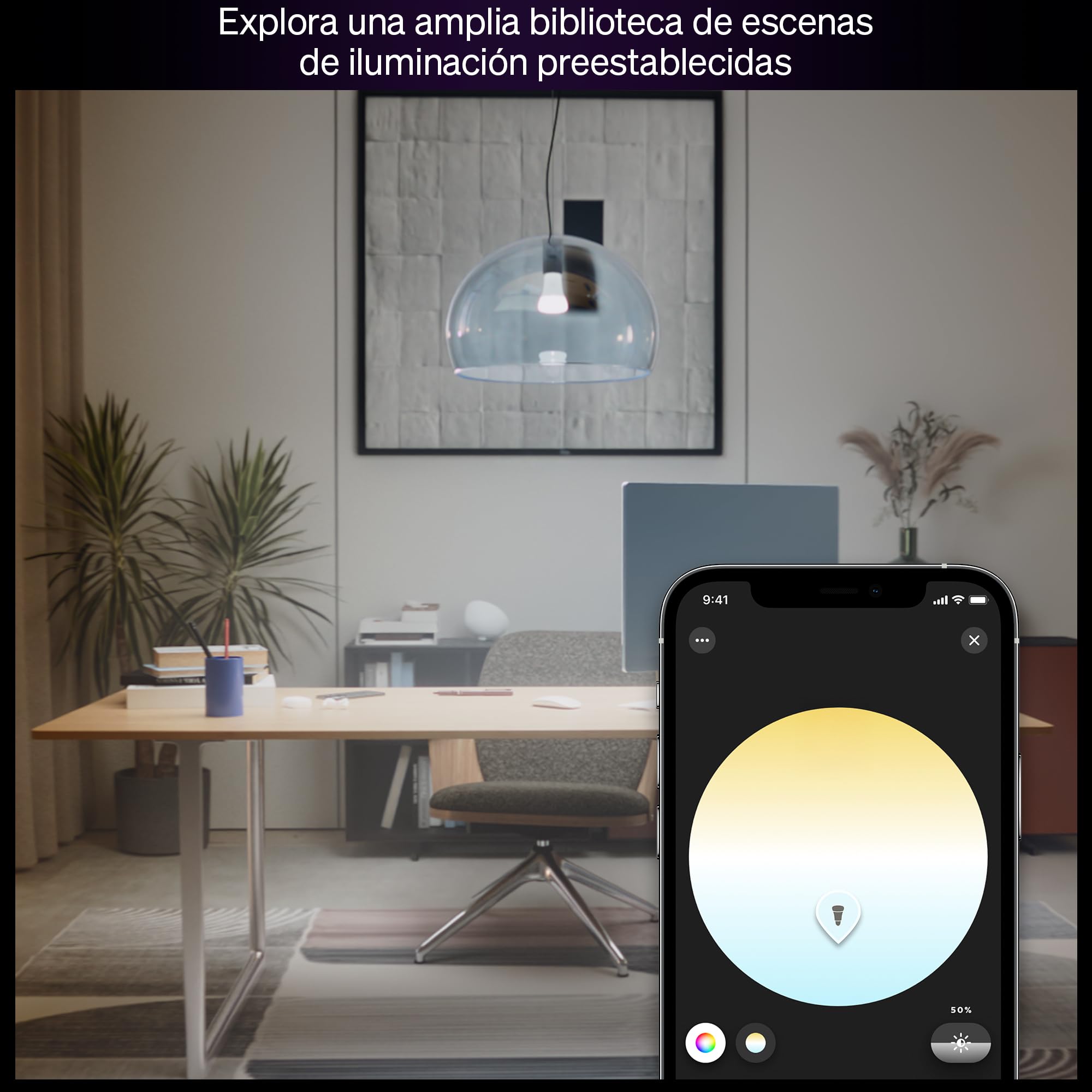 Philips Hue Bombilla LED Inteligente A60, White Ambiance, E27, 8,1 W, luz de espectro completo 1000 K-20.000 K, 1100 lm, regulable, funciona con Alexa, Google Assistant y Apple Home, Pack de 2