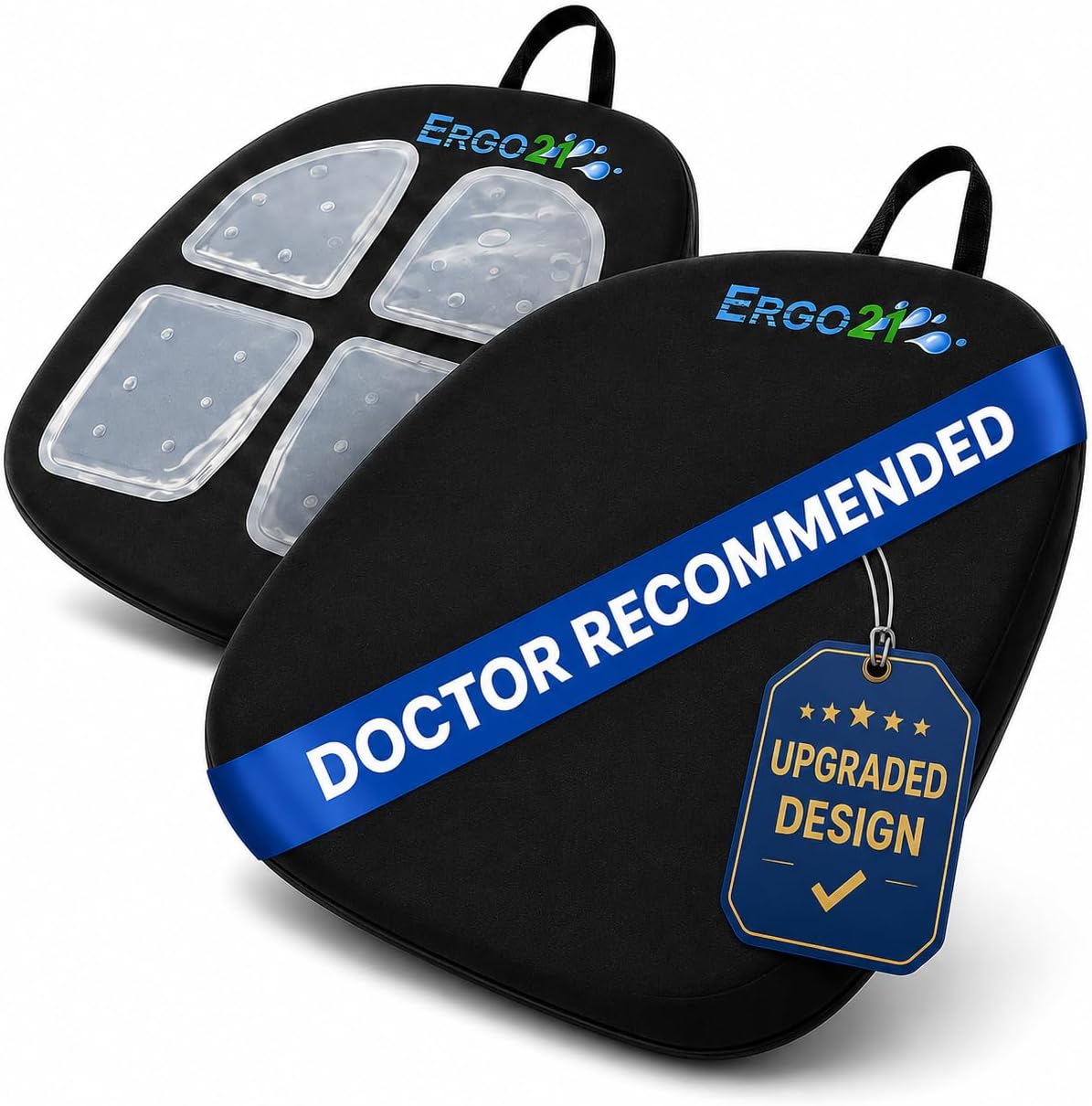Travel Seat Cushion with LiquiCell® Membrane (Now Upgraded) - Thin Orthopedic Cushion for Sciatica, Tailbone, Back Pain Relief – Lightweight Foldable | Car, Truck, Airplane, Office & Home