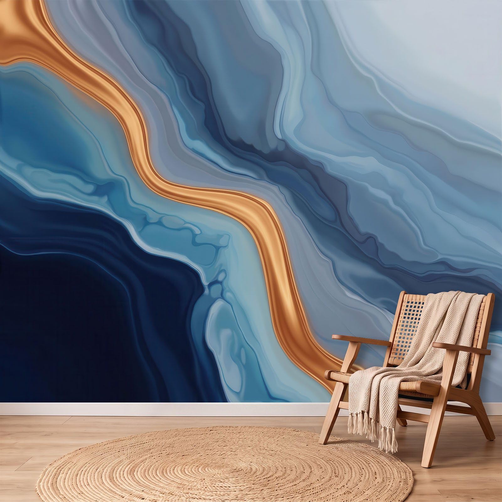 Papier Peint Moderne Abstrait Panoramique Marbre Ondulation Dégradé Papier Peint Intissé Murale Salon Chambre à Coucher Maison Décoration Intérieure, 200 x 140 cm