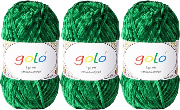 golo 3 Skeins Chenille Yarn for Crocheting Super Bulky Baby Blanket Yarn for DIY