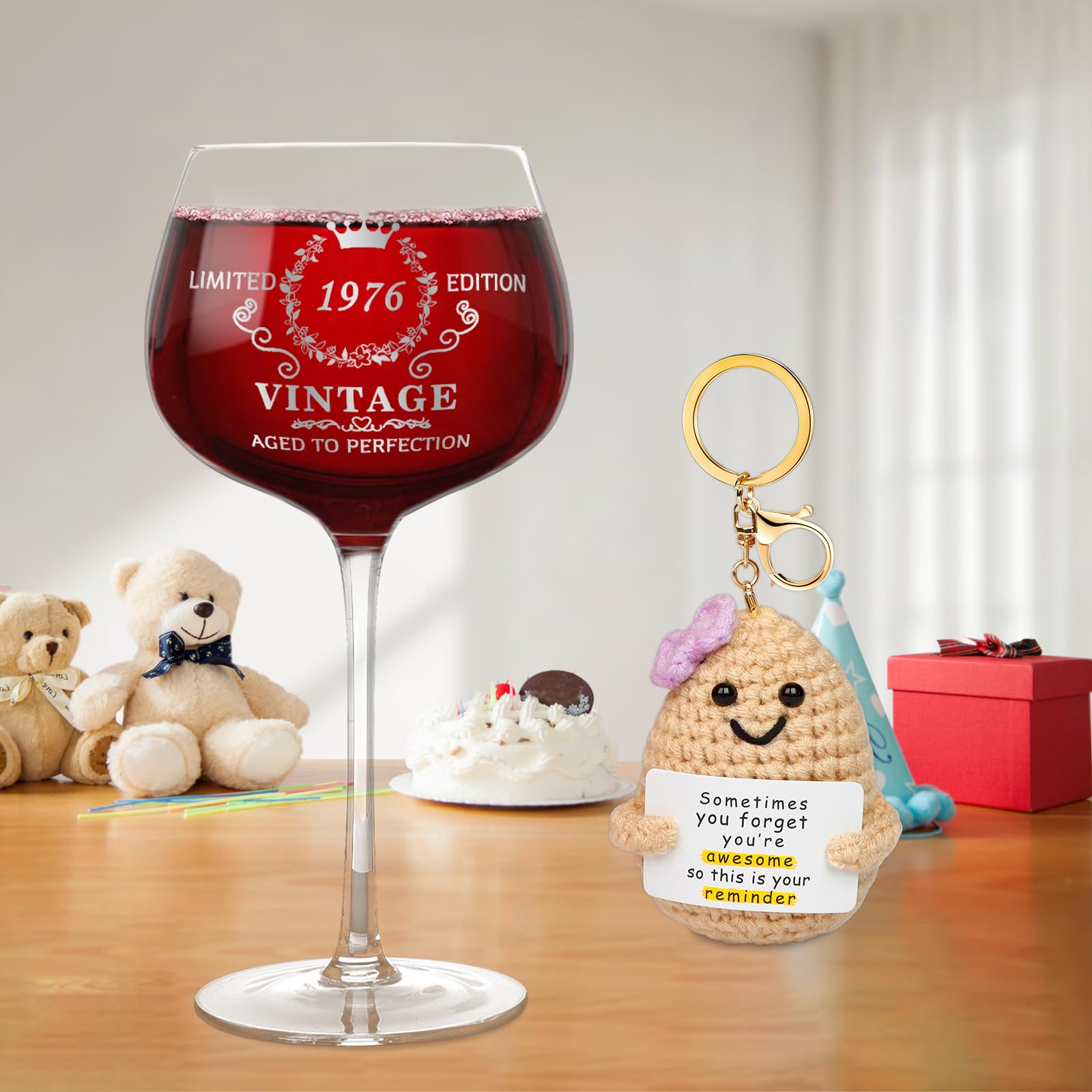 50. Geburtstag Geschenke für Frauen, Vintage 1976 Platin Druck Weinglas, 50. Geburtstag Dekorationen für Frauen, Glückliche 50 Jahre alte Geschenkideen für sie, Frau, Freunde