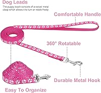 Vista 4 de BOUMUSOE Juego de 2 collares y correas para perro, collar para cachorro y correa con hebilla de liberación rápida, collar ajustable con estampado