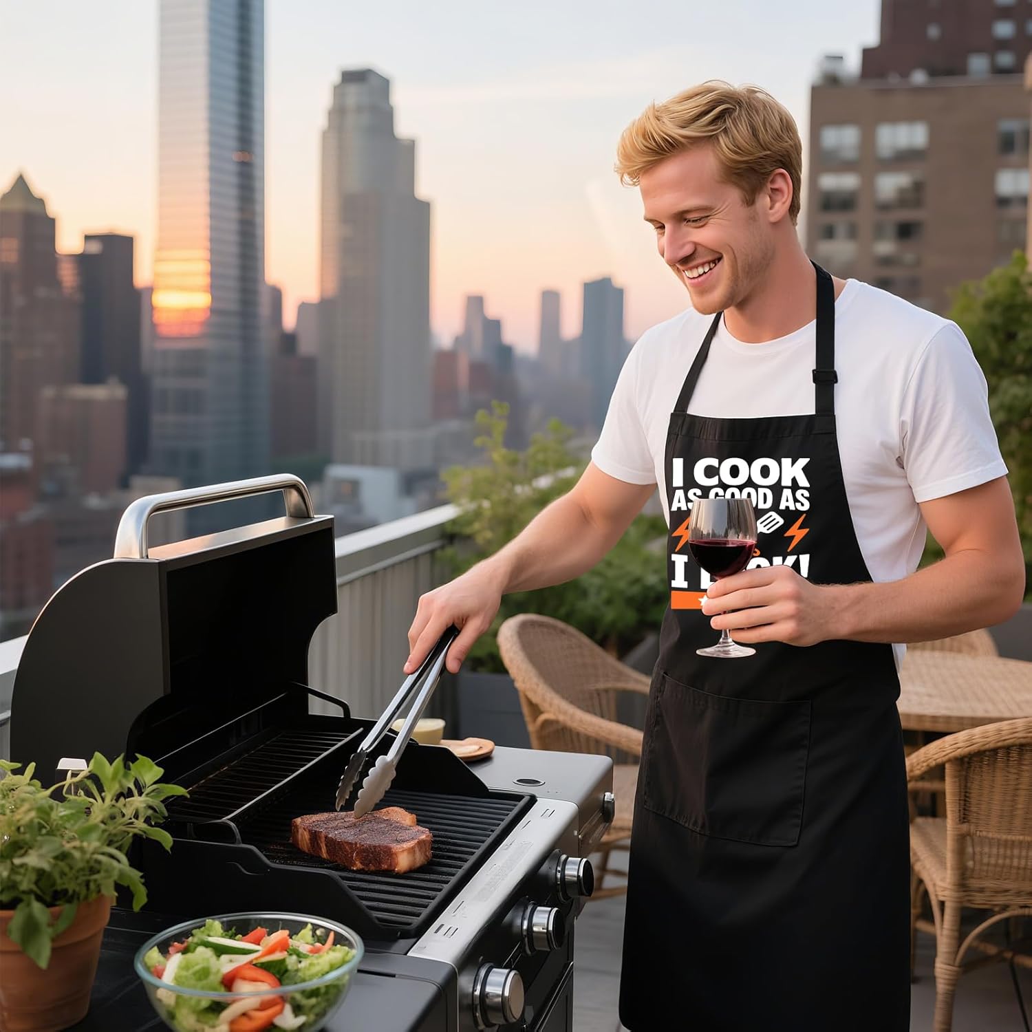 Funny Grilling Aprons for Men with 2 Pockets - Adjustable BBQ Cooking Apron, Dad Gifts for Birthday Father's Day - Image 5