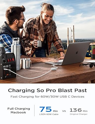 Miniatura 8 de LISEN Cable retráctil de carga rápida 5 en 1 para iPhone, iPad, Samsung - Cargador de 60 W con puertos USB-C/A para teléfonos, tabletas, blanco