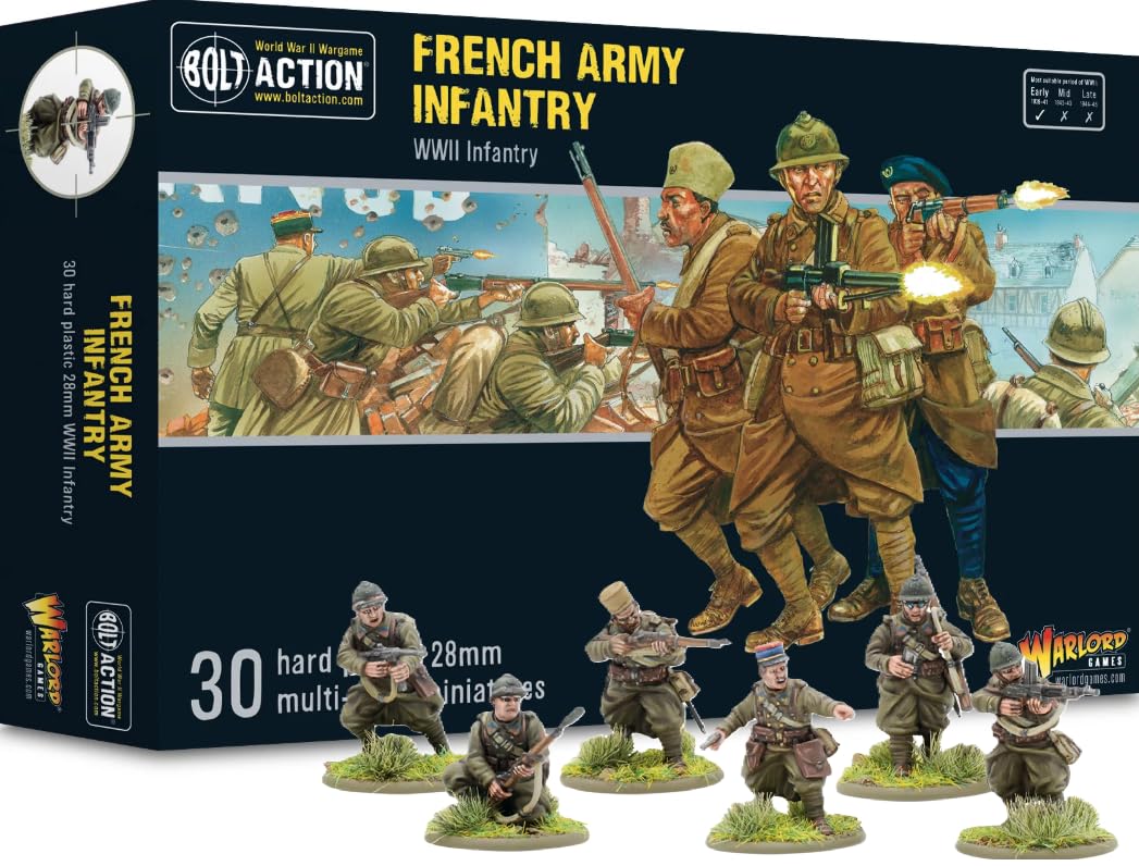 Warlord Games French Army Infantry - 28mm Scale Plastic Miniatures for Bolt Action Highly Detailed World War 2 Miniatures for Table-top Wargaming
