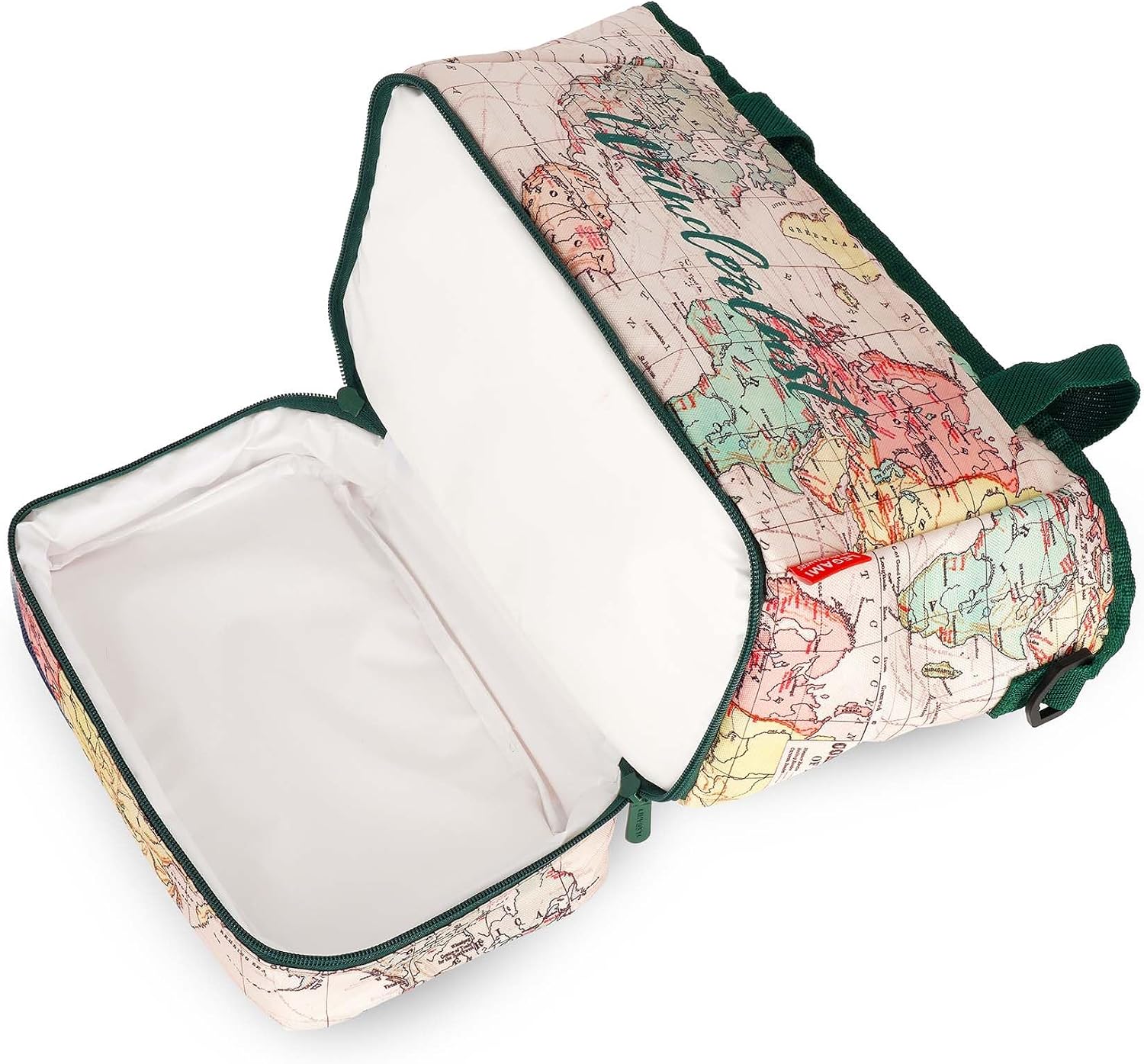 Legami - Insulated Lunch Bag, Insulated Lunch Bag, Office, Work, Large Lunch Bag, 10.8 Litres, Adjustable Strap, Shoulder Bag, Travel Theme, 33 x 22 x 15 cm