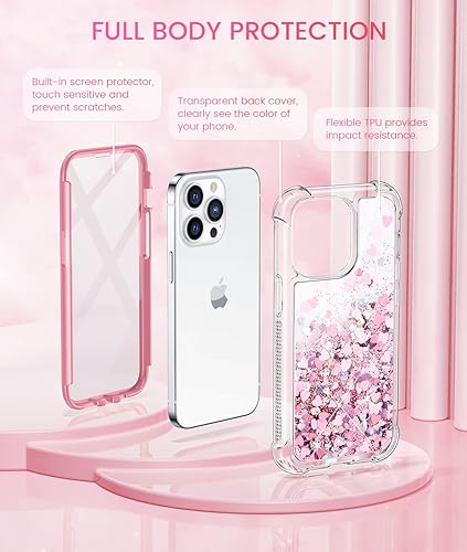 Miniatura 5 de Caka Funda para iPhone 13 Pro Max con purpurina para mujeres y niñas con protector de pantalla integrado, Bling Sparkle Liquid Quicksand Funda