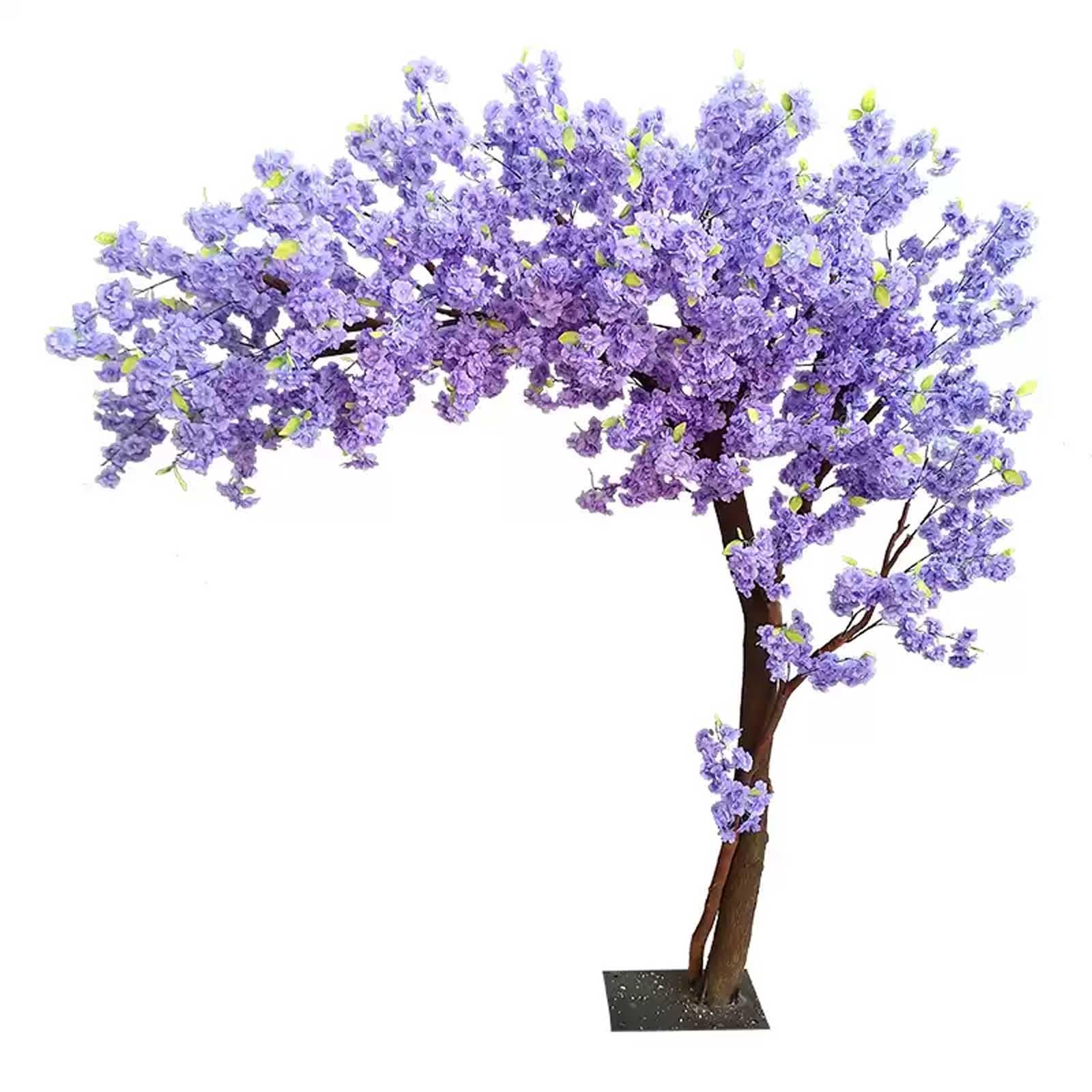 KIBONCY Large Blue-Purple Artificial Cherry Blossom Trees for Indoor and Outdoor Floral Wedding Decor in Malls(3mx2m)