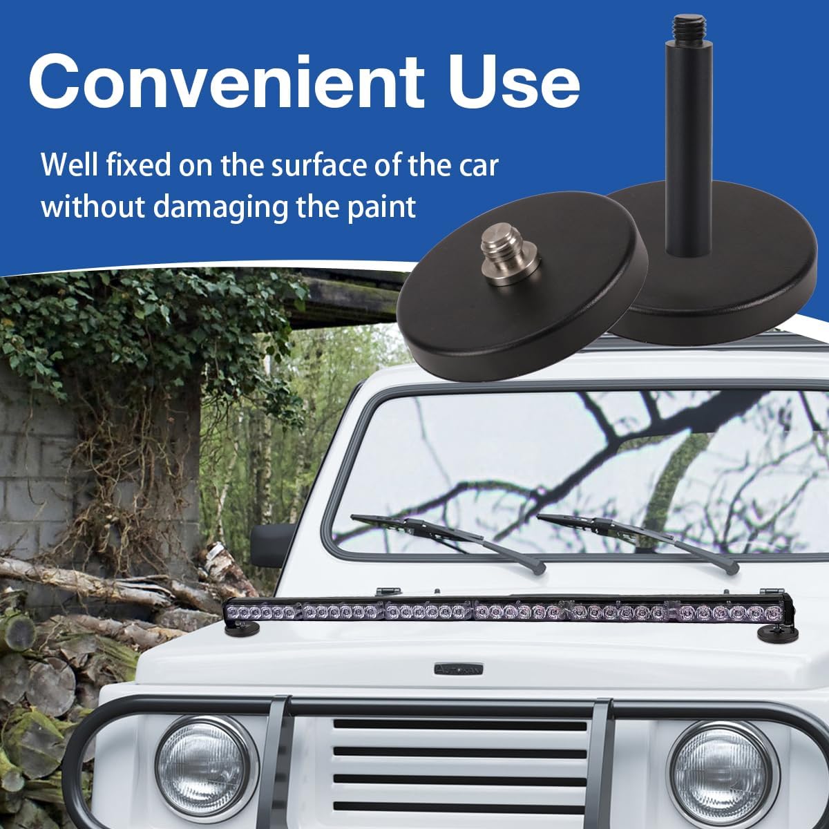 GNSS Antenna Magnetic Mount – Heavy-Duty Magnetic Antenna Mount with 5/8"-11 Thread & 100mm Extension Rod, Flat GNSS Antenna Base for Survey Vehicles & Metal Surfaces Field Applications