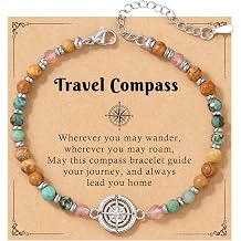 Compass Bracelet for Women, Retirement You Will Be Missed Travel Gifts | 6.5-9 Inch Adjustable Bracelet with Message Card, Farewell Goodbye Going Away Graduation Gift for Friend Coworkers Familys