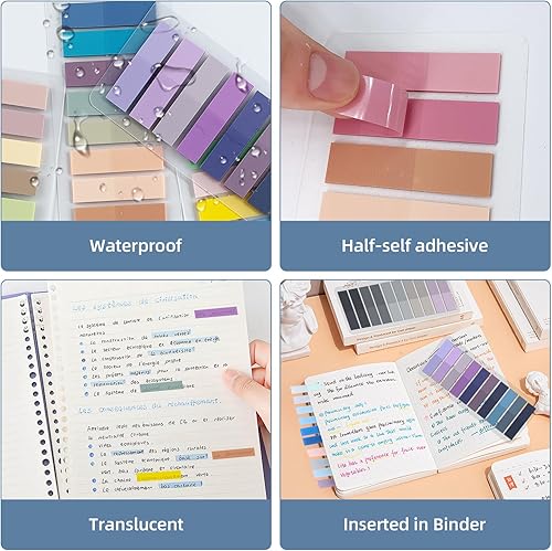 Miniatura 4 de Morandi - 2000 pestañas adhesivas para libros, pestañas transparentes para anotar libros, multicolores grabables y reposicionables, pestañas de