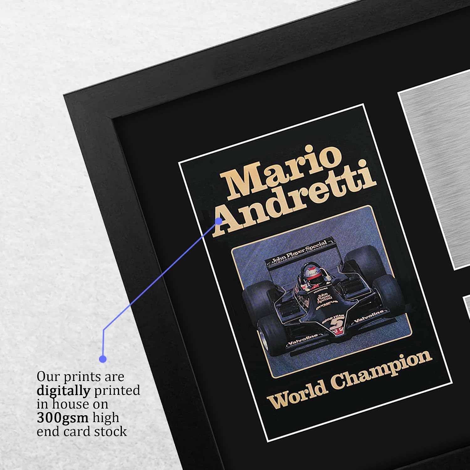 HWC Trading Mario Andretti Gifts Printed Signed Autograph Picture for F1 Formula 1 Racing Fans - US Letter Framed