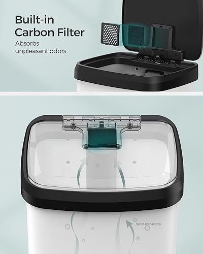Miniatura 6 de SONGMICS - Basurero de cocina de acero inoxidable de 18 galones, con tapa que se mantiene abierta y pedal de pie, cierre suave, alto, grande y
