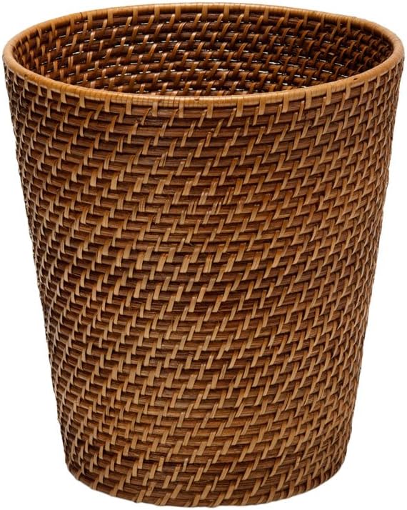 KOUBOO 1030011 Round Rattan Waste Basket, 10.25" x 10.25" x 11", Honey Brown