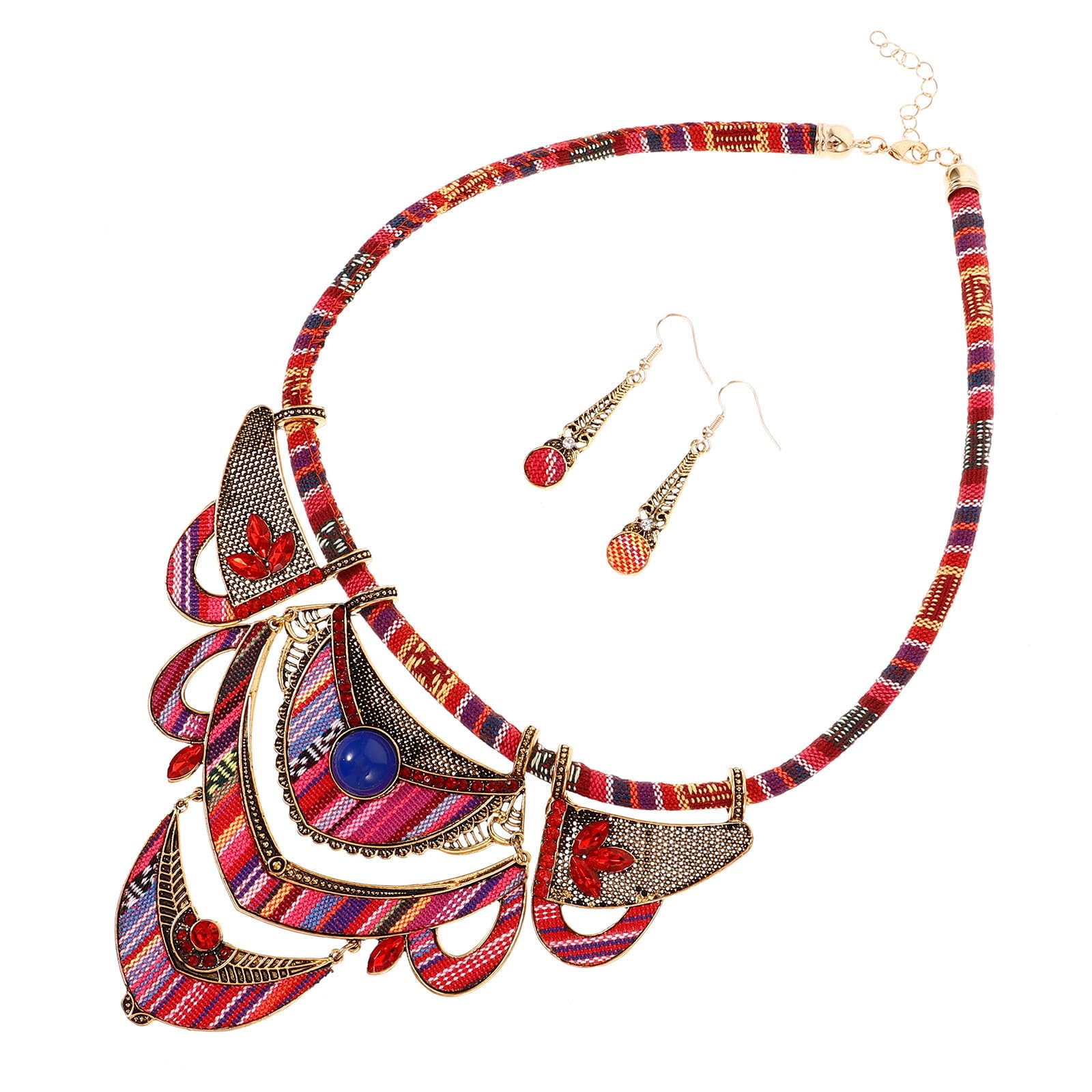 Collar babero y pendientes verdes Abaodam de diseño bohemio elegante en resina fina 8