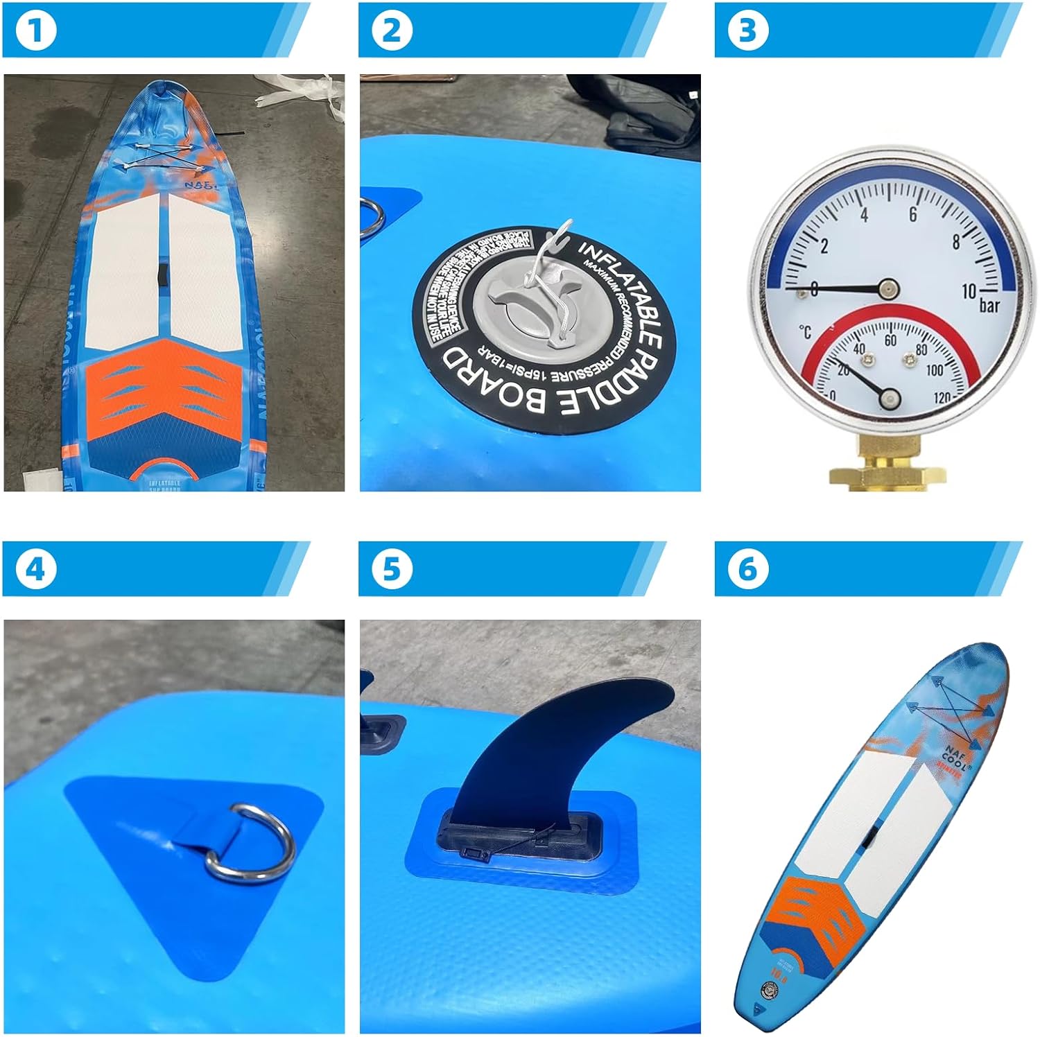 Inflatable Stand Up Paddle Board,10'4"×32"×6" Surfing Standing Paddle Board with SUP Accessories & Backpack, Non-Slip Deck,Removable Fins,Leash,Paddle,Hand Pump for Youth & Adult(Sky Blue)
