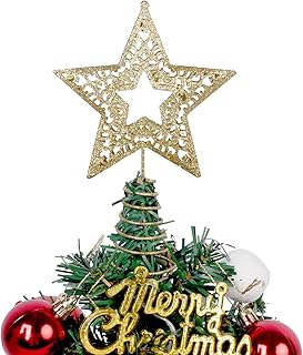 Christmas Tree Star Topper, Mini Christmas Tree Star for Xmas Decorations, Christmas Tree Ornaments Home Party Indoor Decor (Star)